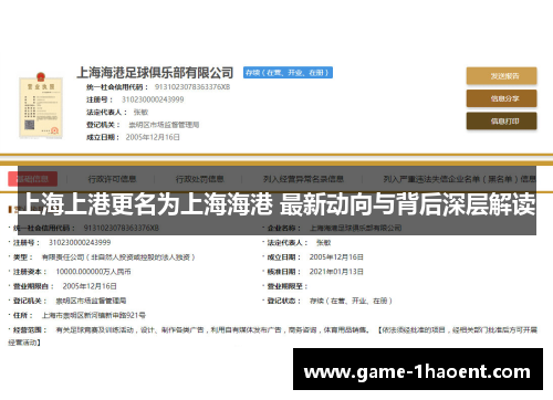 上海上港更名为上海海港 最新动向与背后深层解读